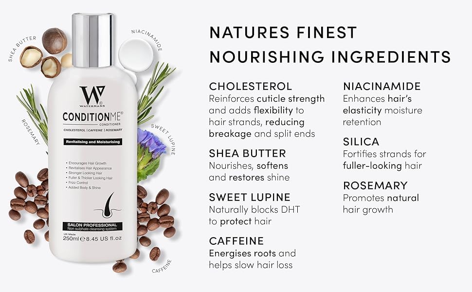 Watermans Biotin Niacinamide infused conditioner jar, balanced nourishment for hair.