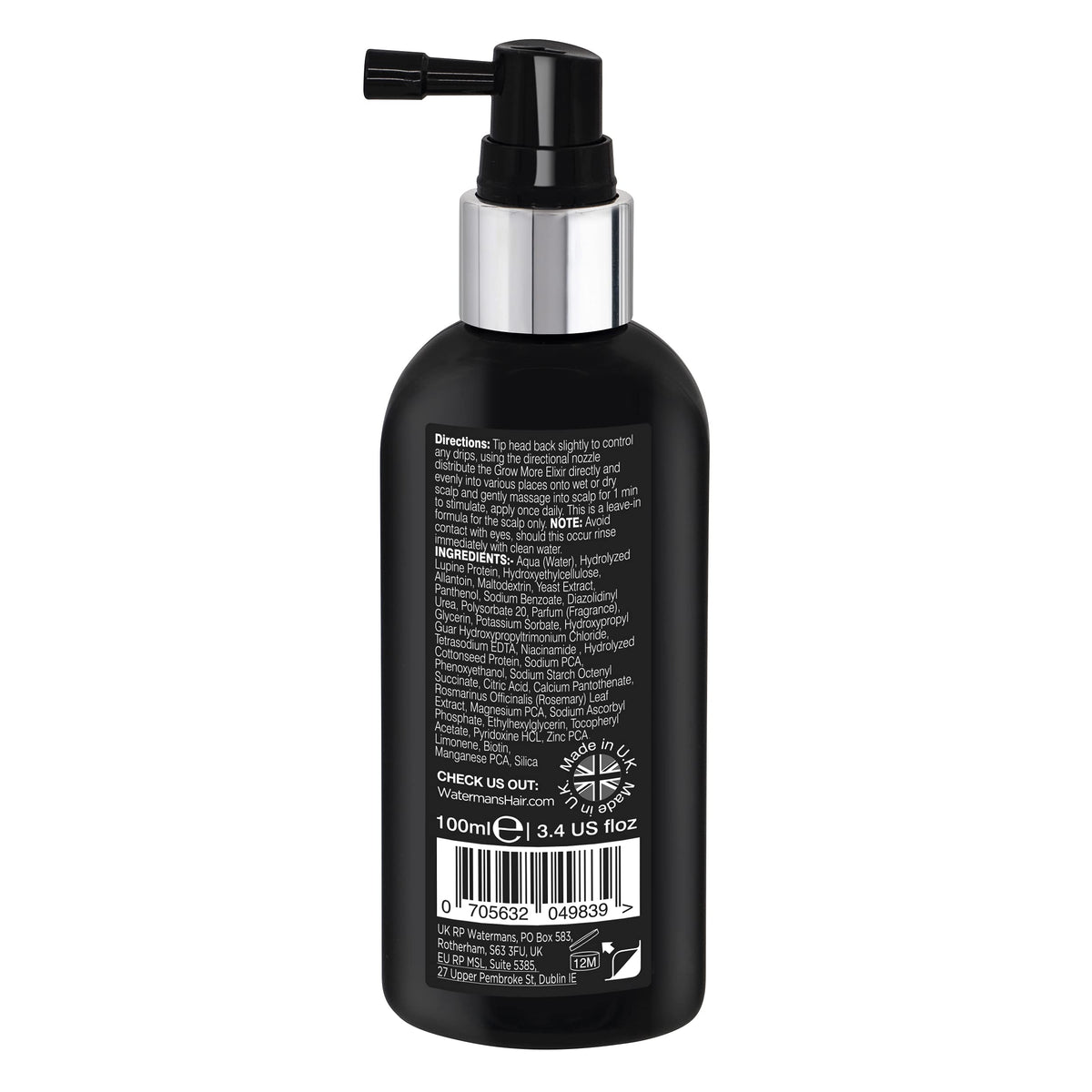 Watermans Grow More Hair Serum application scene for thicker-looking hair.