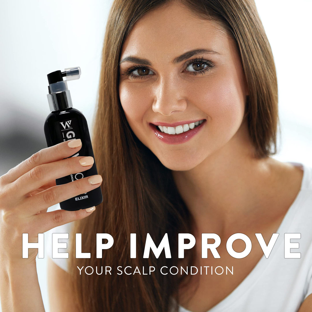 Watermans vegan hair growth formula on clean vanity.