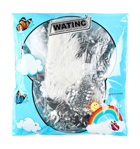 WATINC closeup shows crystals and ostrich feathers for premium sparkle.
