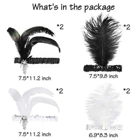WATINC white bead headband with 3 feathers enhances graceful party styling.