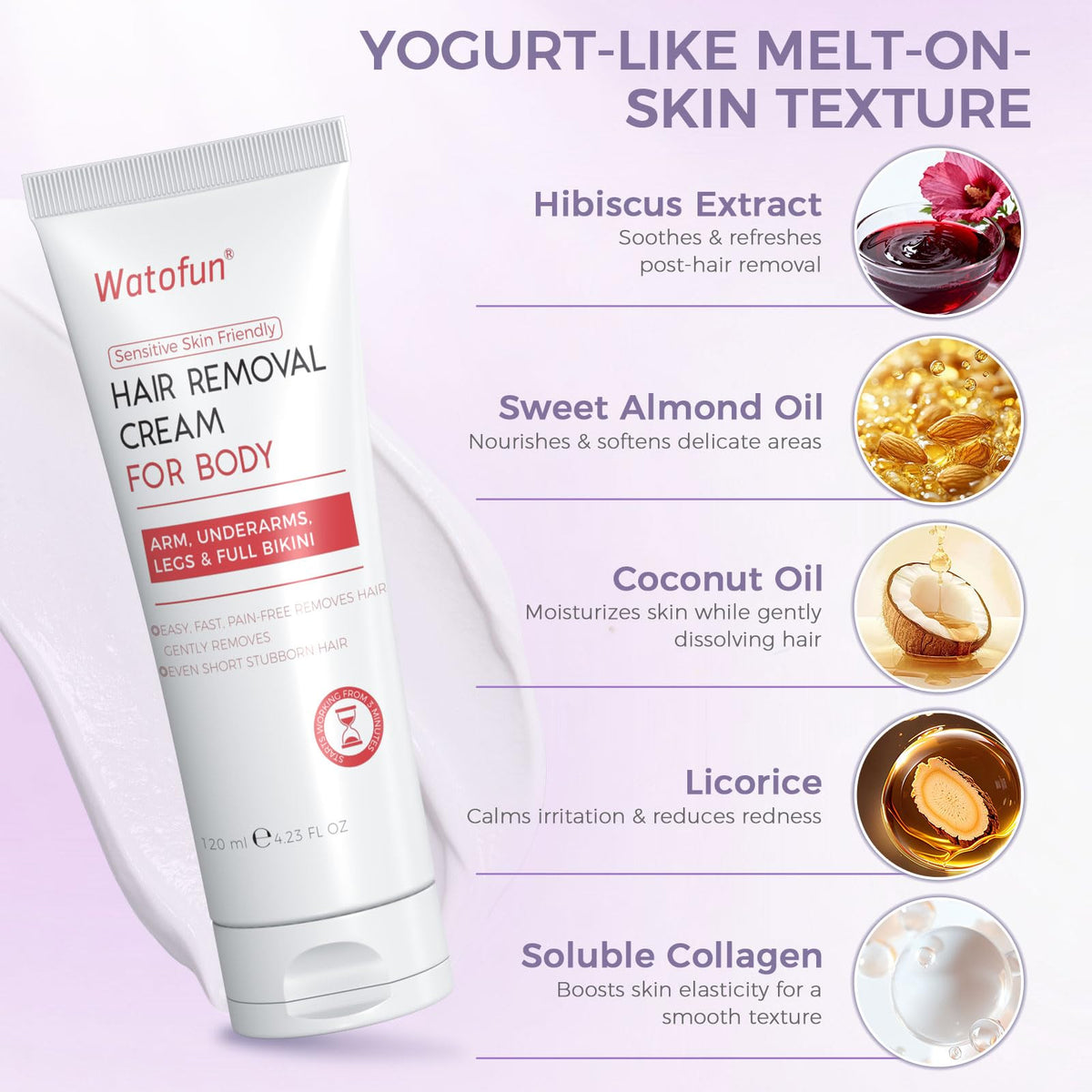 Watofun full-body hair removal coverage for arms, legs, and bikini