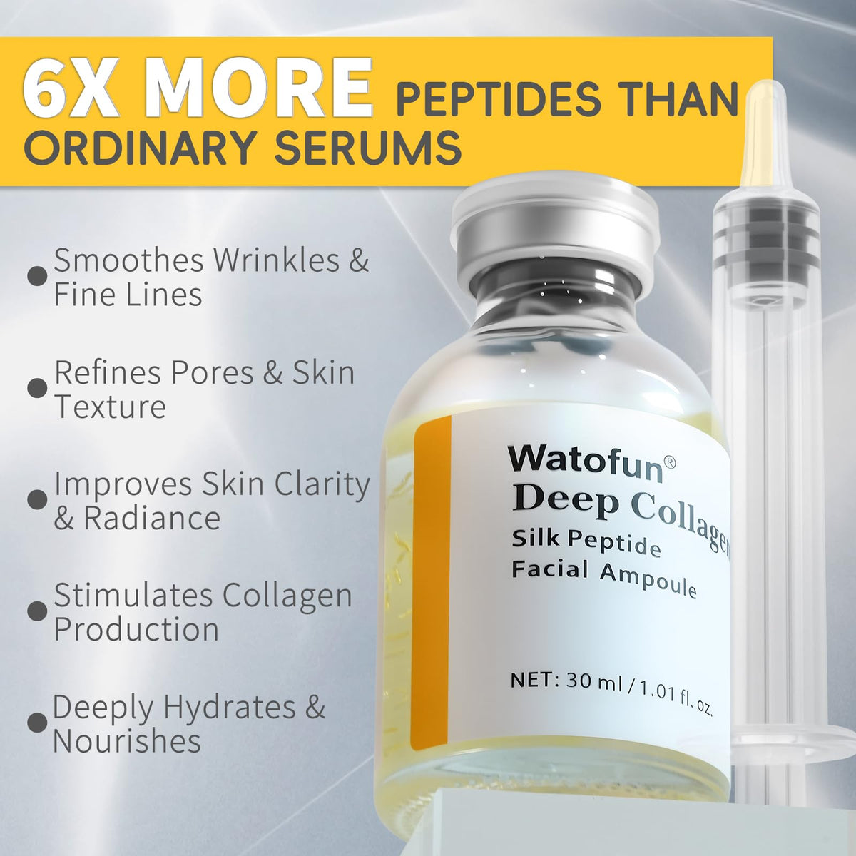 Watofun Silk Peptide Intensive Lifting Ampoule forehead-area focus suggests targeted firming and smoother lines
