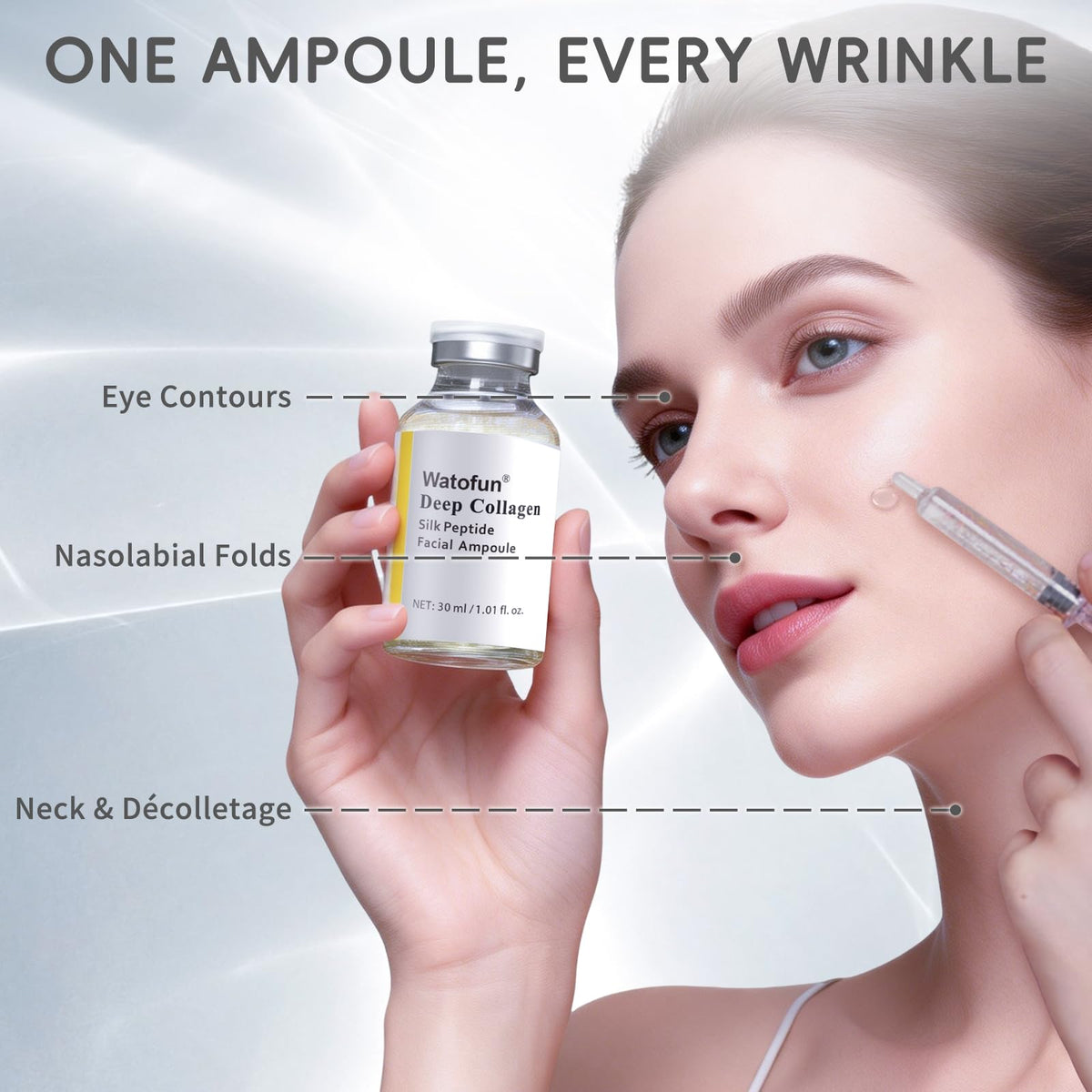 Watofun Silk Peptide Intensive Lifting Ampoule smile-lines focus implies contour refinement and wrinkle softening