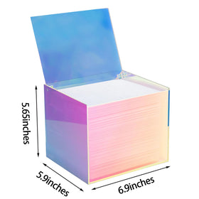 Watpot Rainbow acrylic box with lid closed protects facial towels from dust.