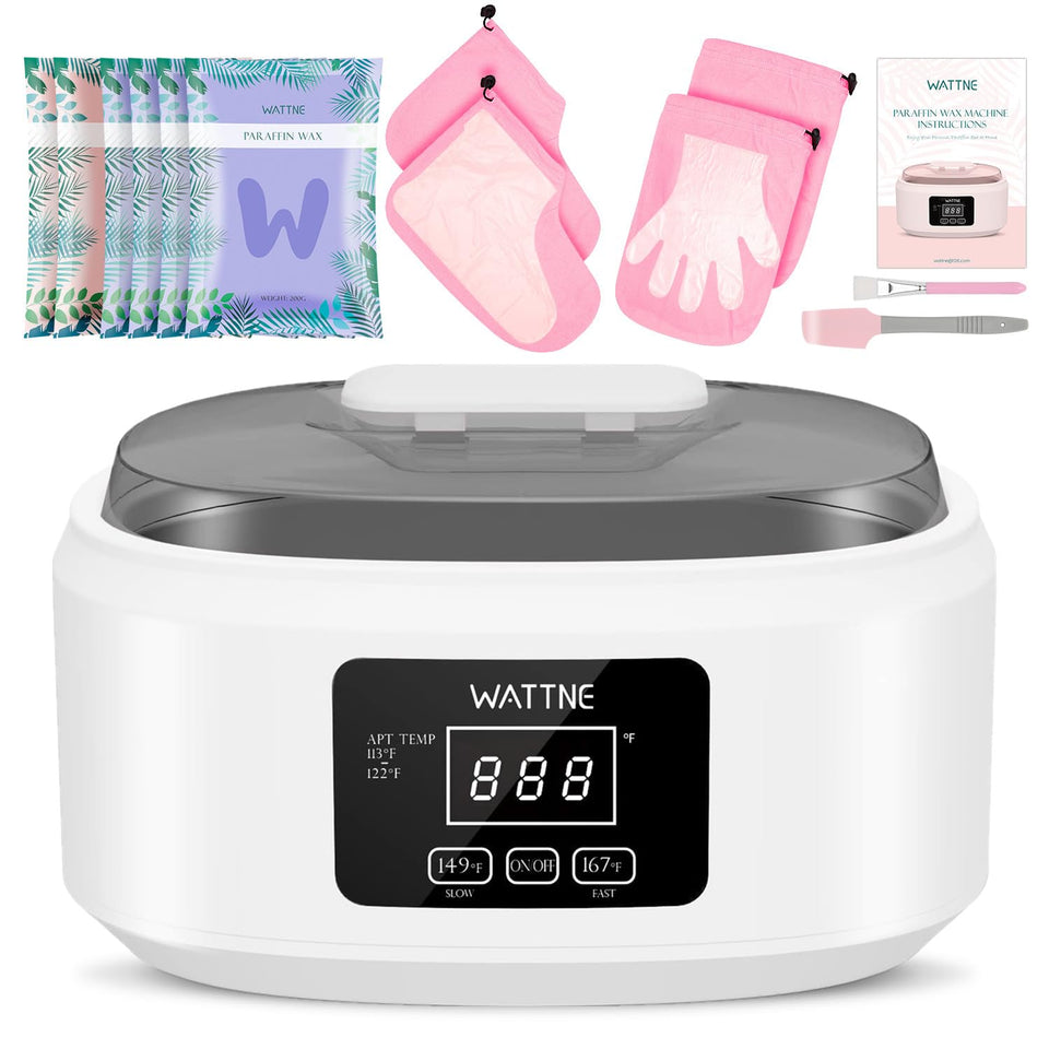 Wattne paraffin wax machine front view in white, ready for at-home spa sessions.