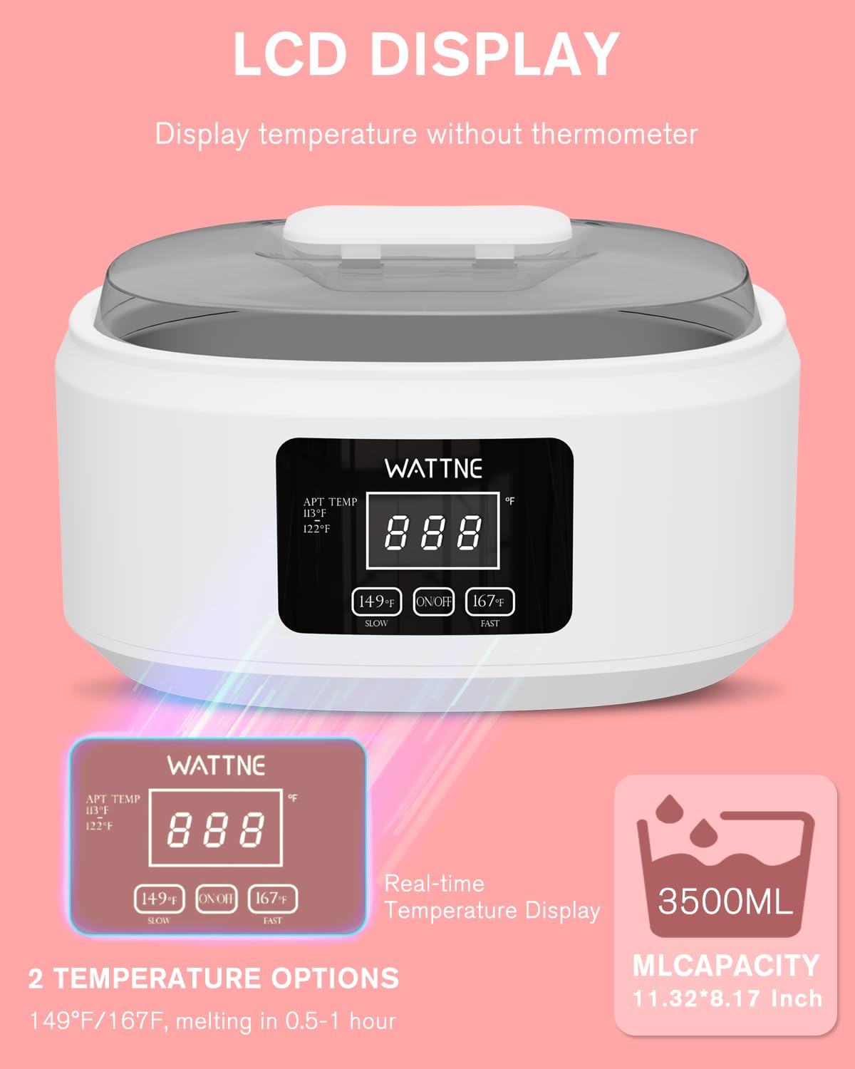Wattne paraffin wax machine hands dipping, for soothing at-home warmth and soft skin.
