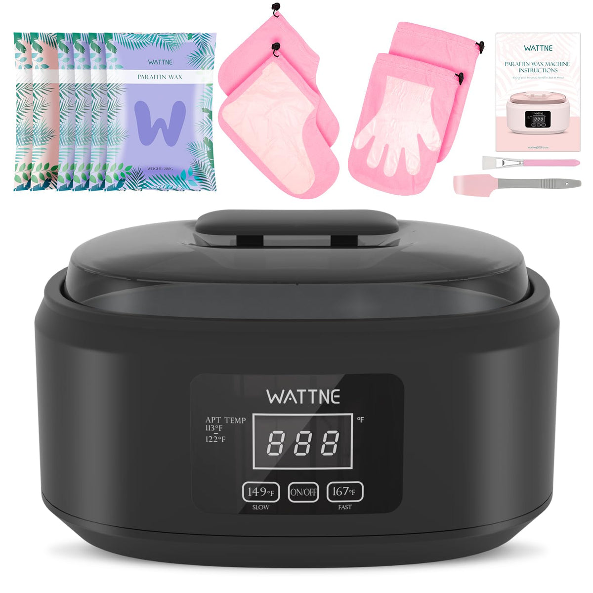 Wattne paraffin wax machine with large opening for hand and foot dipping.
