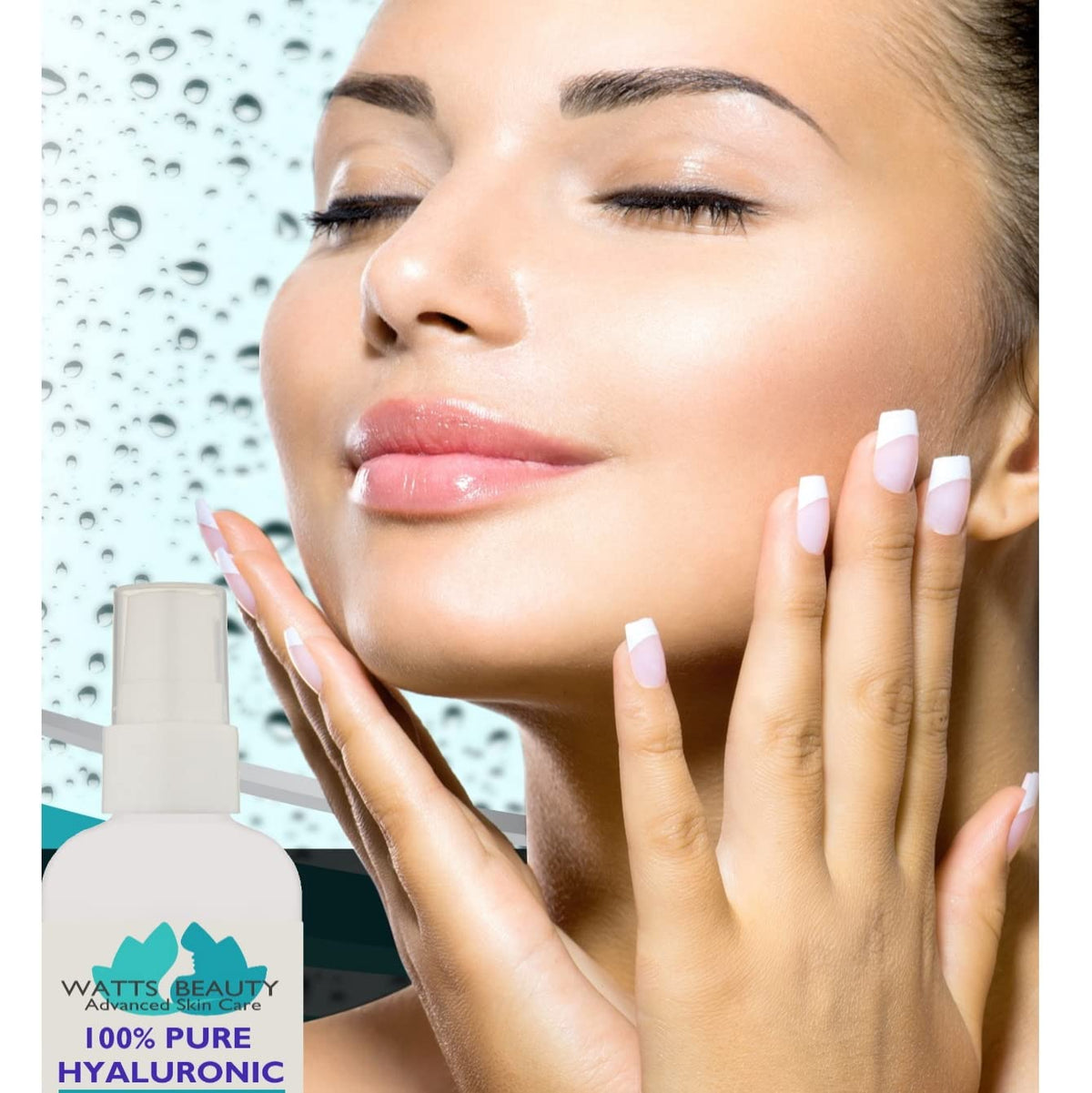 Watts Beauty hyaluronic serum packaging suitable for sensitive skin.