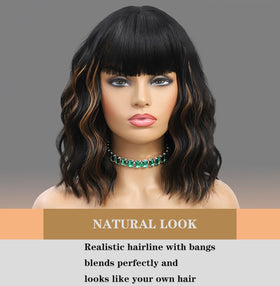 WAVE&BREEZE shoulder-length bob wig ideal for daily outfits and events.