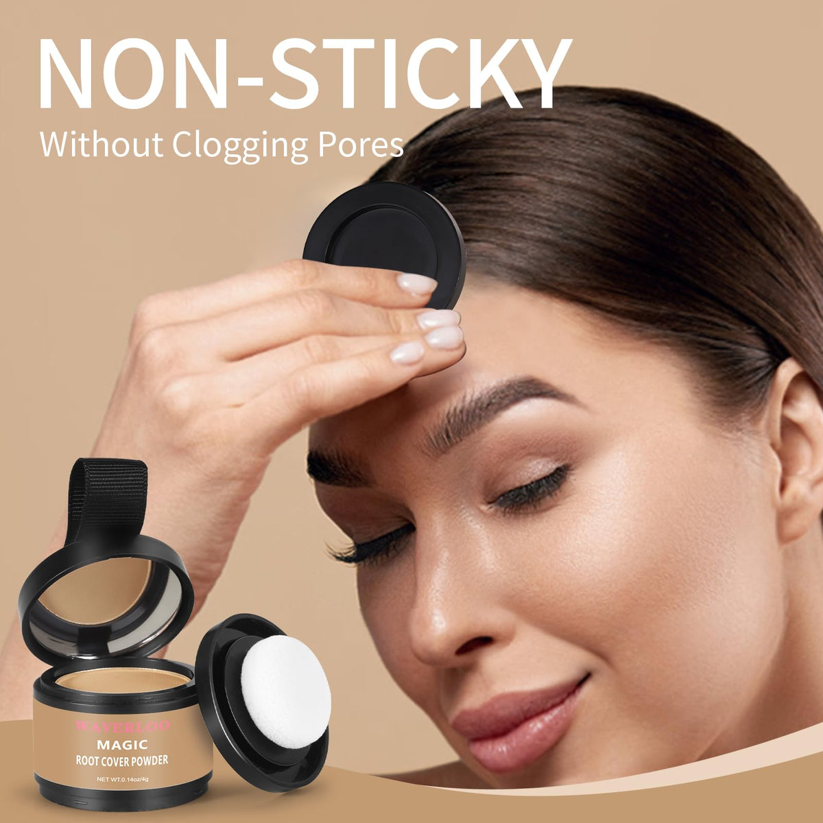Waverloo Magic Root Cover Up covers high forehead thinning for balanced look.