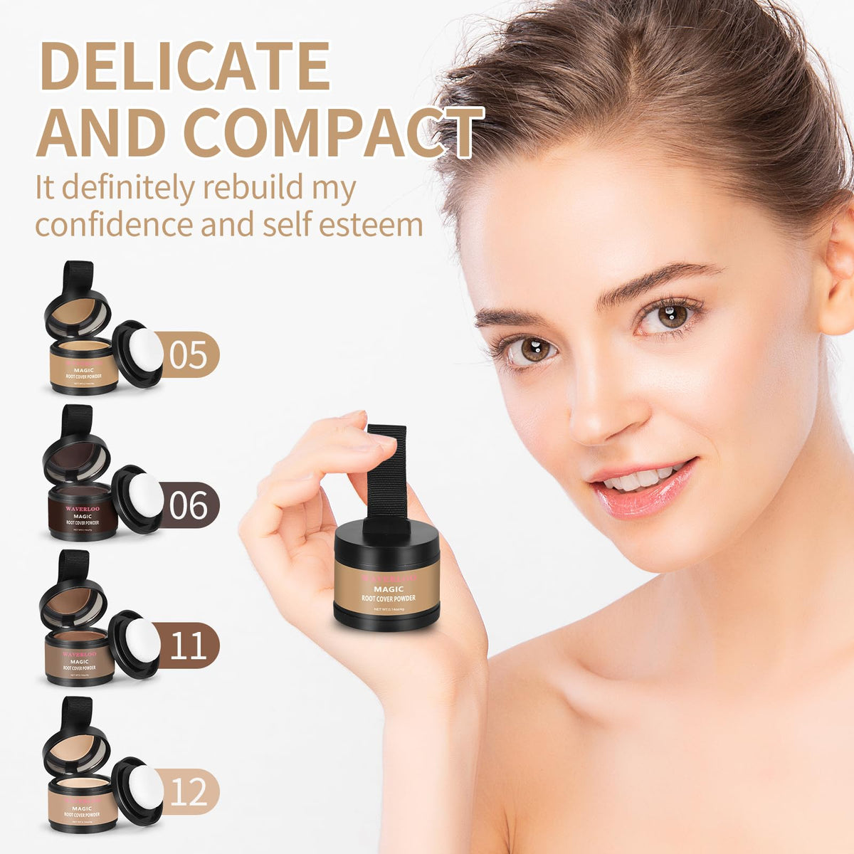 Waverloo Magic Root Cover Up long-lasting powder for all-day wear.