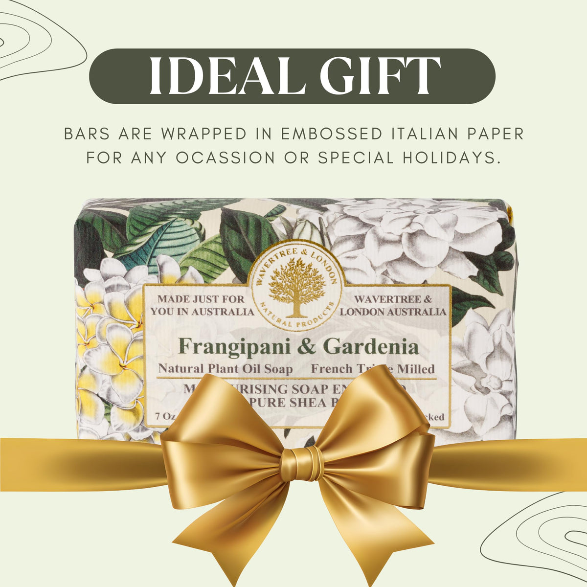 Gift-ready Frangipani Gardenia soap with elegant packaging for special occasions.