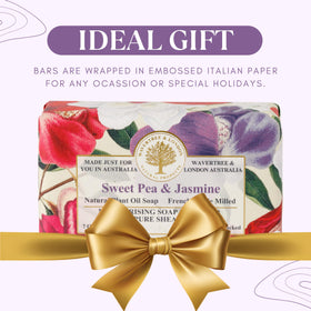 Gift-ready packaging with embossed Italian paper for Wavertree & London soap