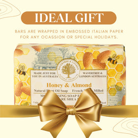Wavertree and London Honey Almond soap gift set ready for gifting