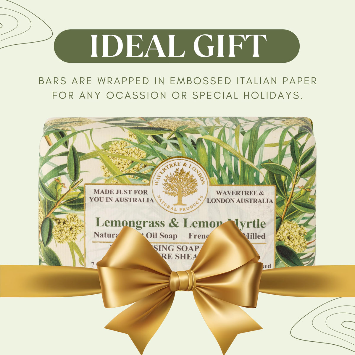 Wavertree & London lemongrass lemon myrtle bar vegan and hypoallergenic for sensitive skin.