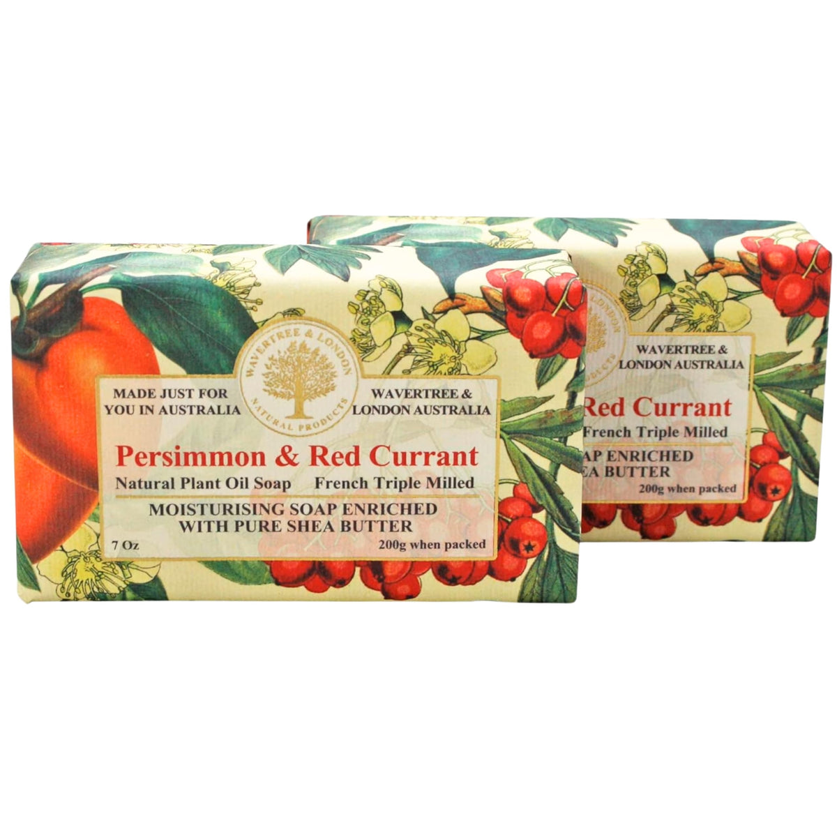 Wavertree London Persimmon and Red Currant soap bars for daily moisturizing