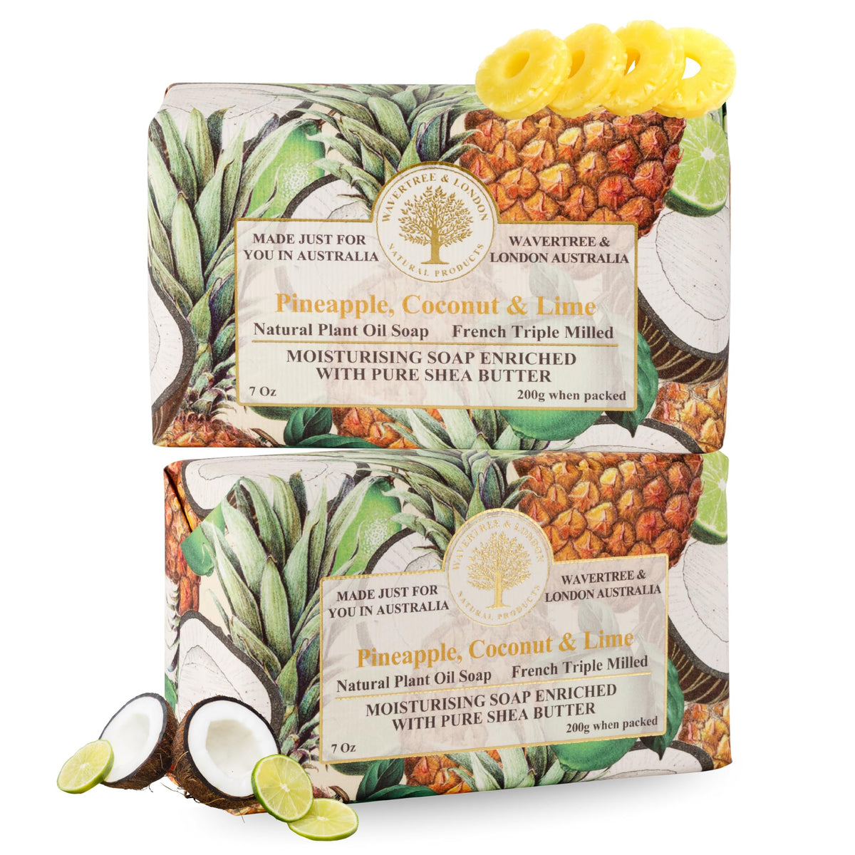 Wavertree & London pineapple-coconut-lime soap bars with rich lather for daily cleansing
