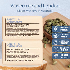 Wavertree & London soap bars, close-up lather, moisturized skin.
