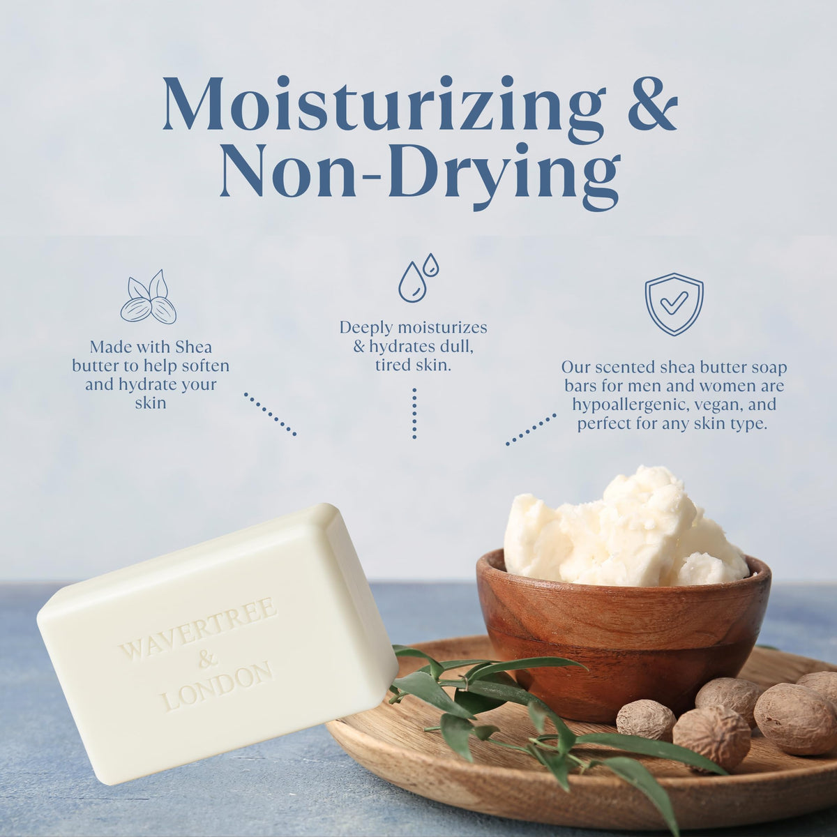 Wavertree & London Santal & Cardamon bar with shea butter for nourishment.