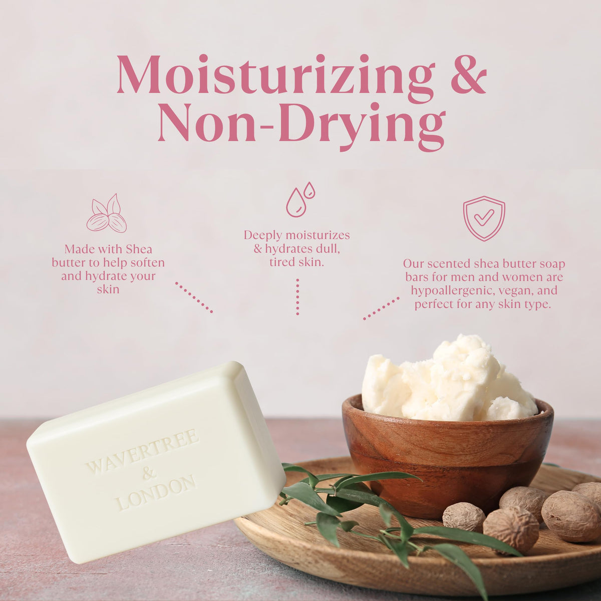 Shea butter enriched formula in Wavertree & London soap