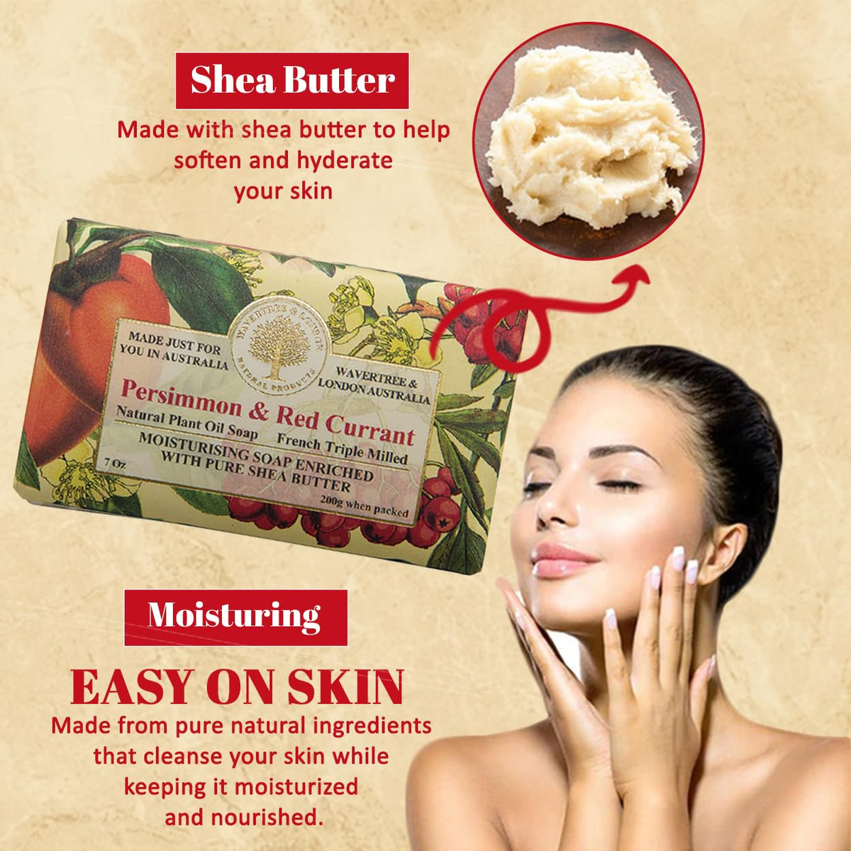 Creamy lather enriched with shea butter for nourishing cleansing
