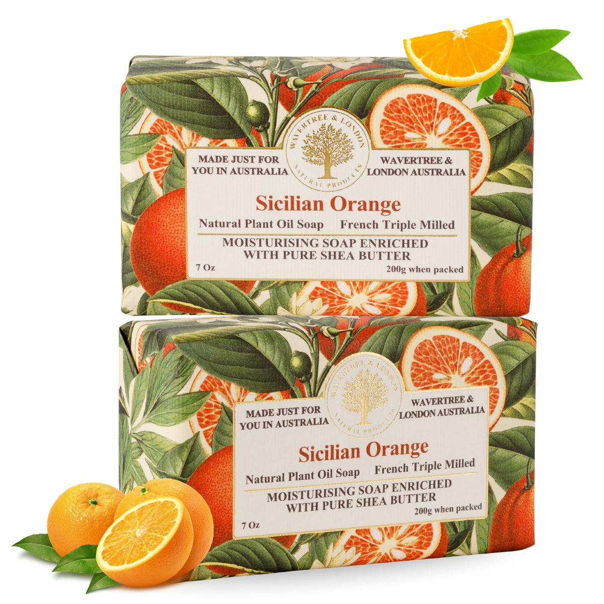 Wavertree & London Sicilian Orange soap bar with bright fragrance for daily cleansing.