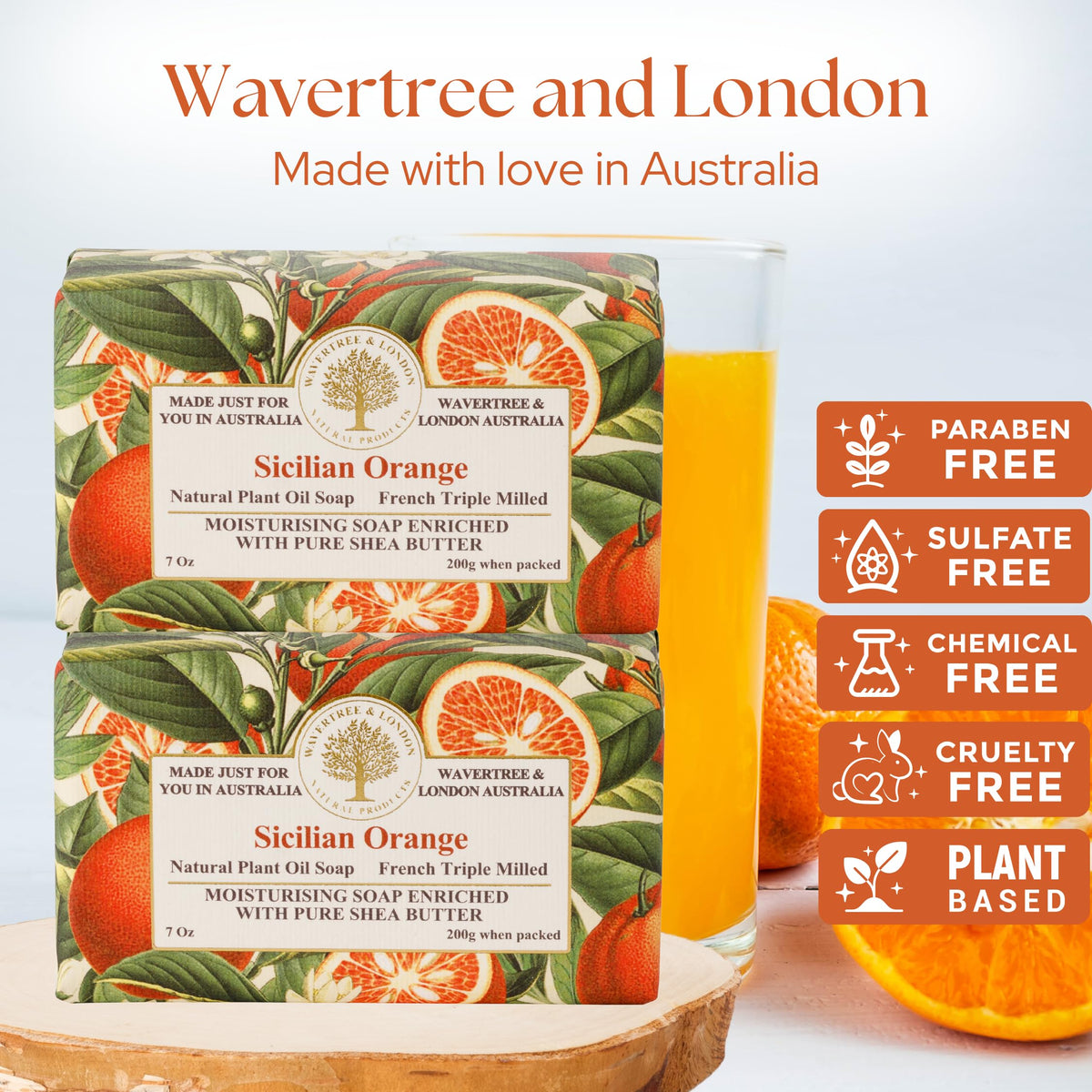 Wavertree & London triple milled cream lather for a luxurious shower experience.