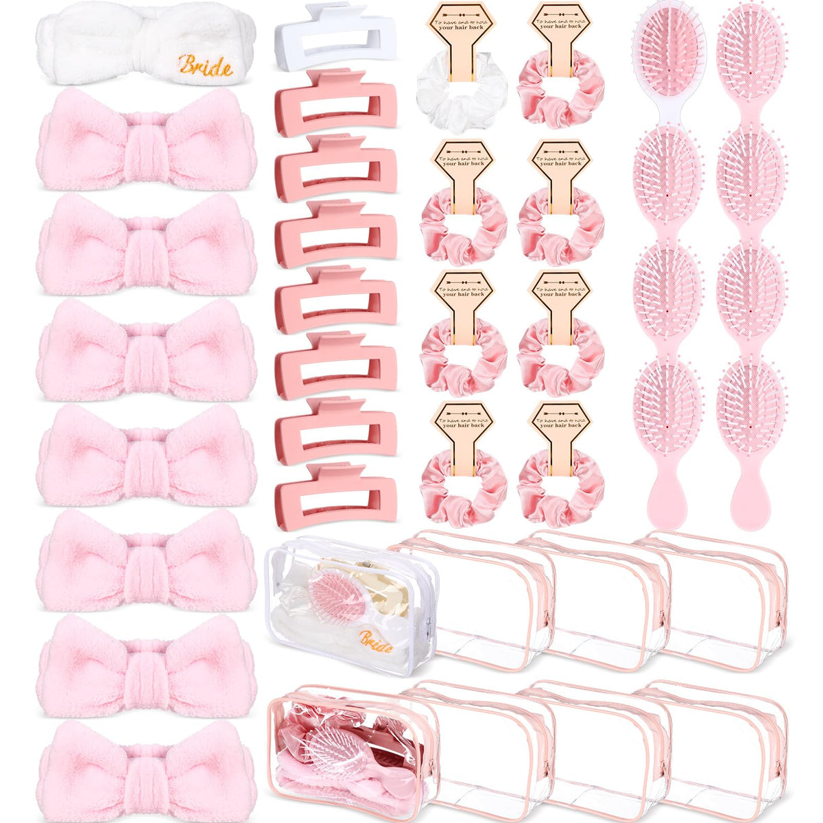 Wavyknot bow headband in white and pink for bridesmaid styling.