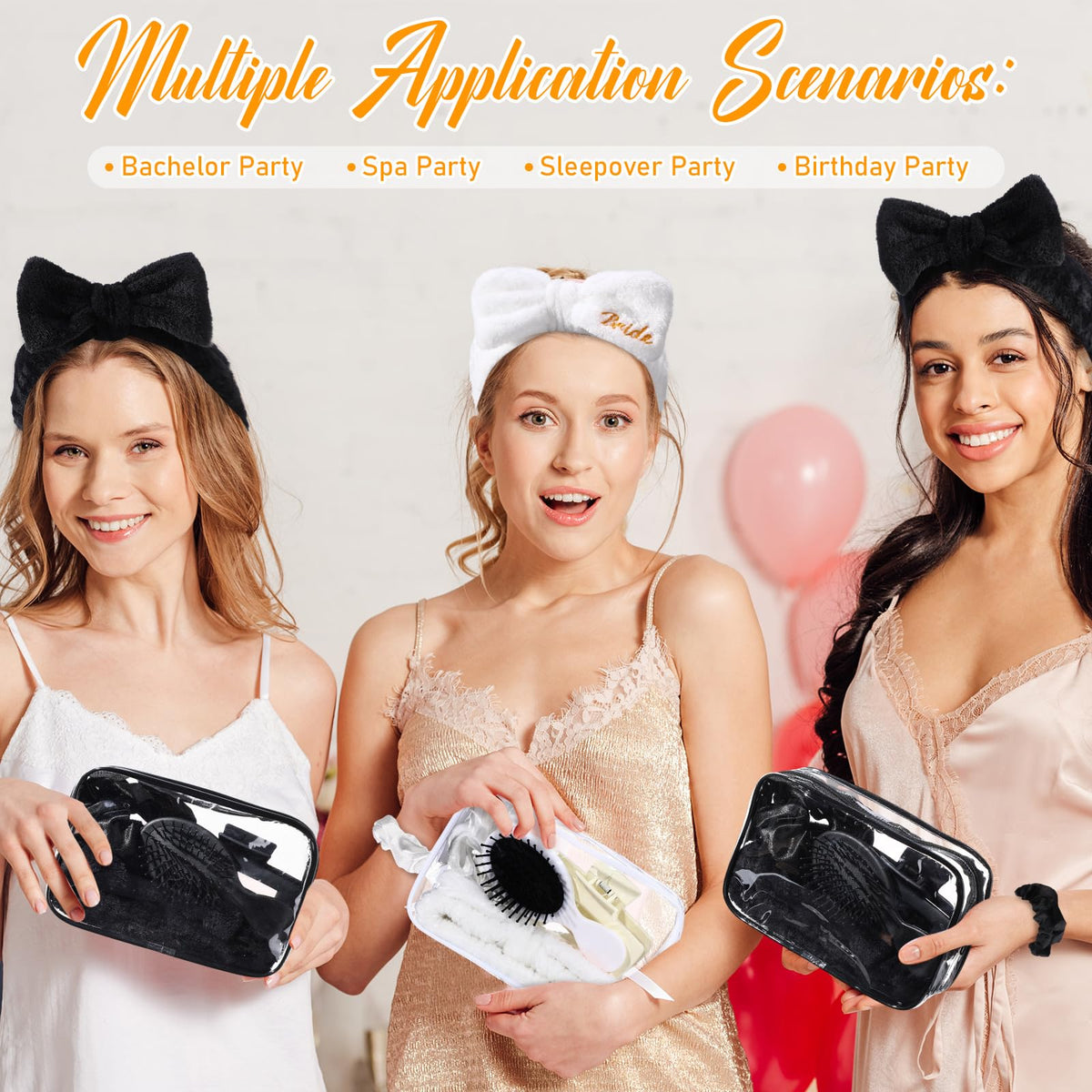 Wavyknot clear makeup bags, durable PVC for cosmetics on the go.