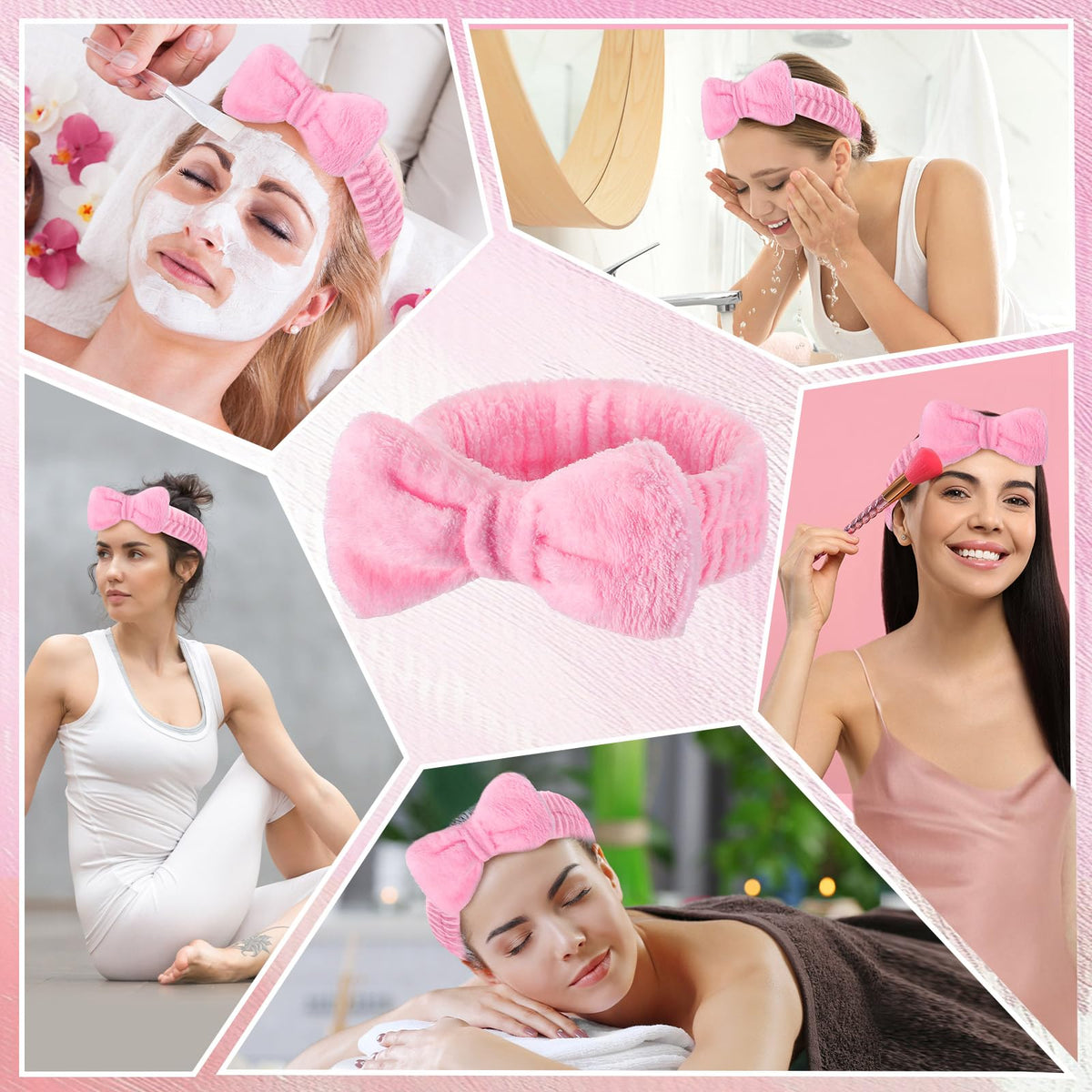 Wavyknot pink face wash headband is machine washable and reusable