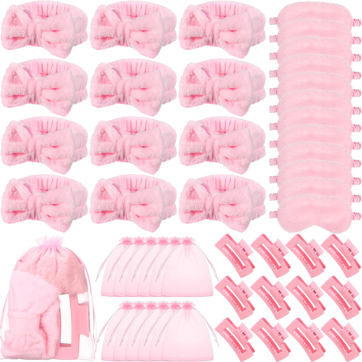 Wavyknot pink spa headbands ready for sharing at a sleepover