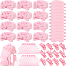 Wavyknot pink spa headbands ready for sharing at a sleepover