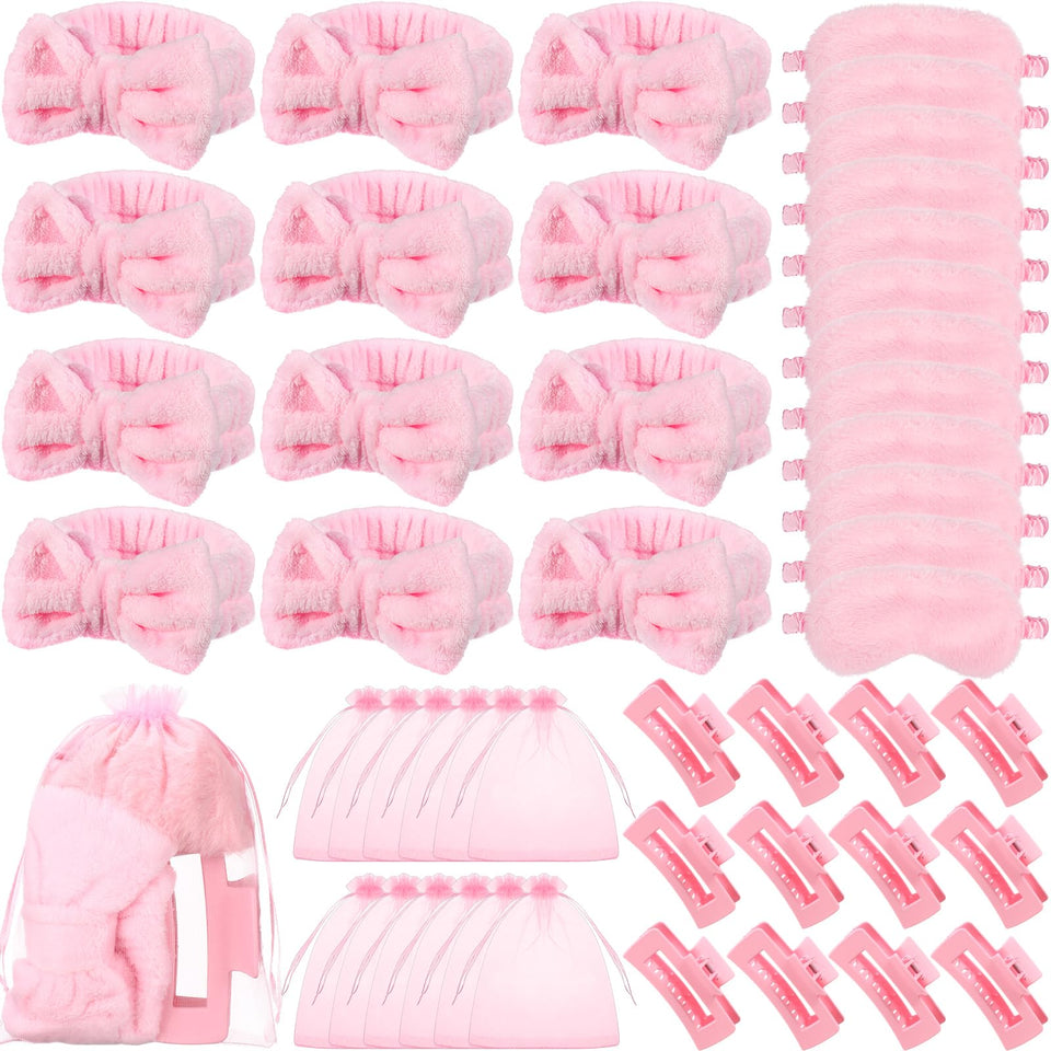 Wavyknot pink spa headbands ready for sharing at a sleepover