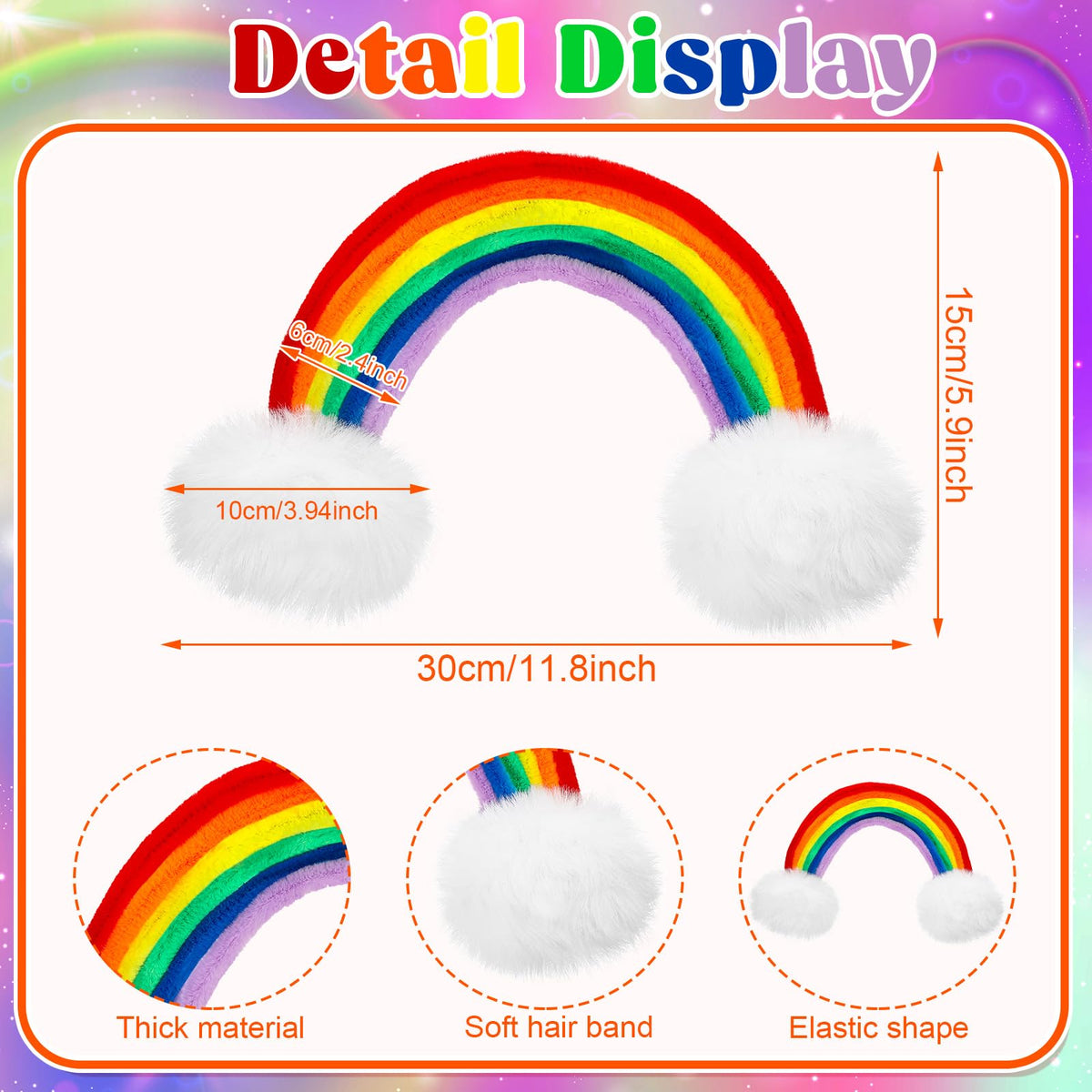 Wavyknot rainbow hoops on ponytail offer secure, playful color.