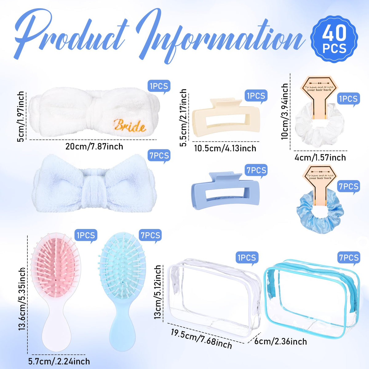 Wavyknot square hair clip in white and blue holds styles securely.