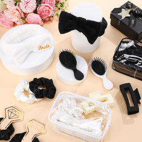 Wavyknot square hair clips with themed cards for chic bridesmaid favors.