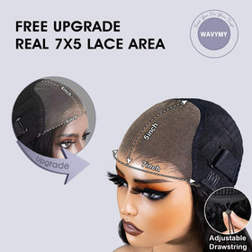 Wavymy water wave wig with 7x5 lace for a seamless scalp look.