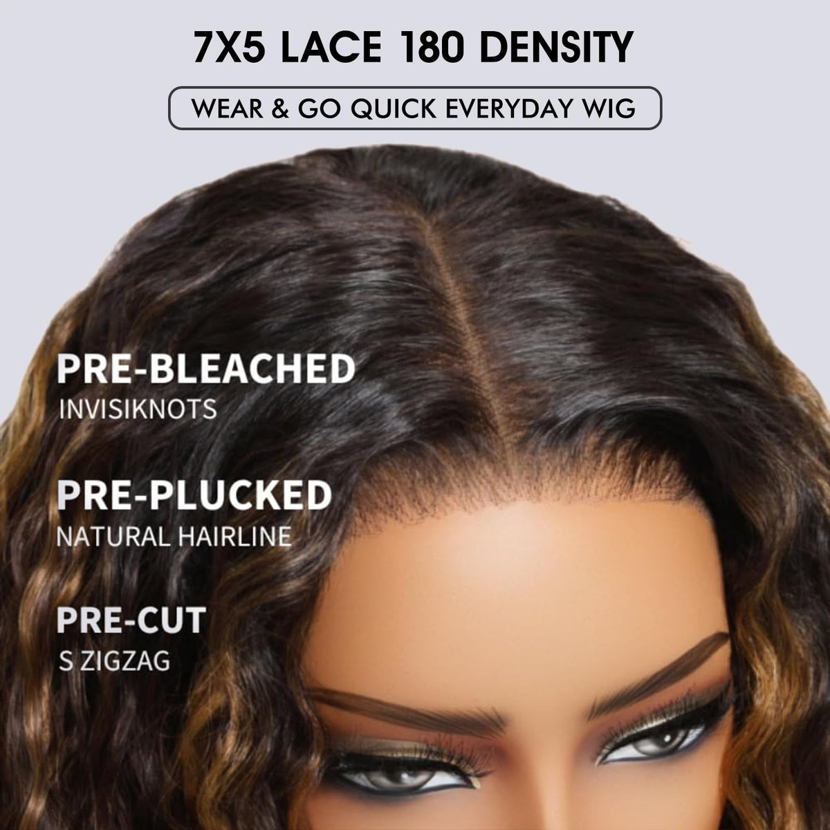 Wavymy glueless wear-and-go wig with pre-plucked ombre hair for easy styling.