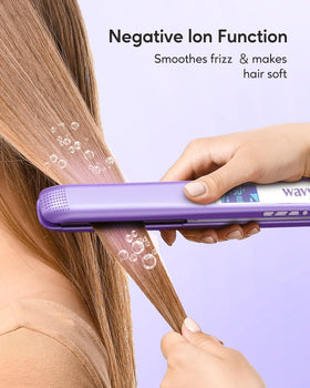 Wavytalk Pro flat iron shows smooth glide and rounded edges for effortless straightening.