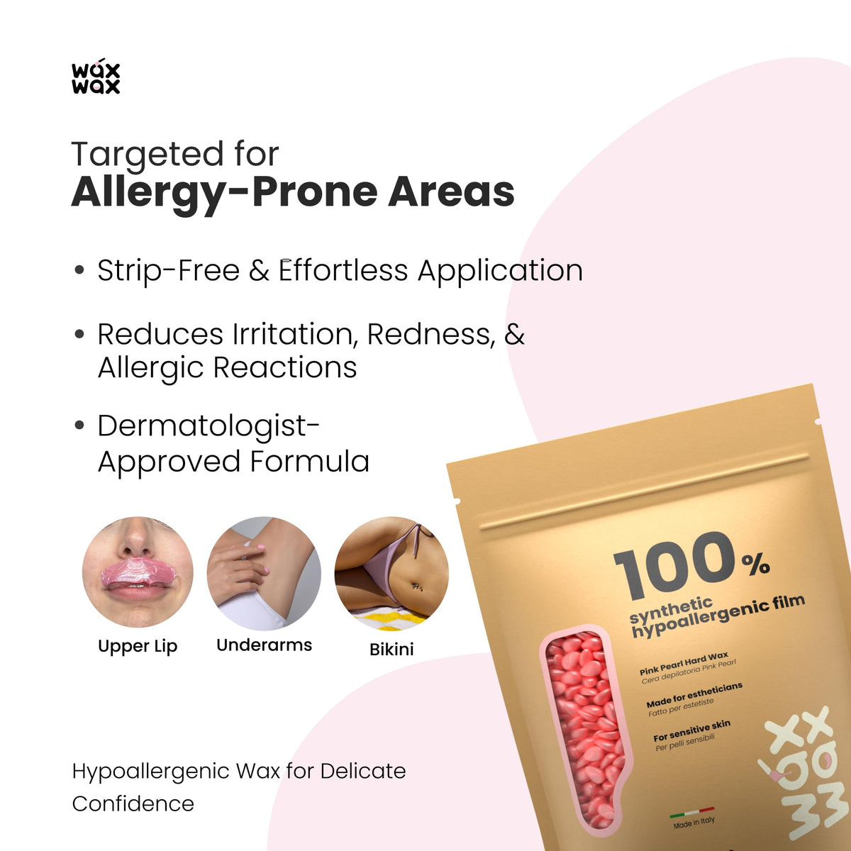 Wax Wax Pink Pearl low-temp melt demonstrates skin-safe temperature