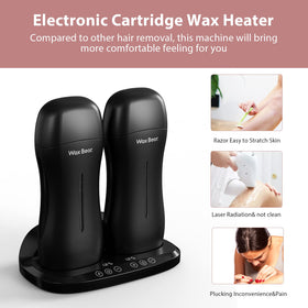 Wax Bear roll-on warmer close-up showing dual heating zones for steady temperature control