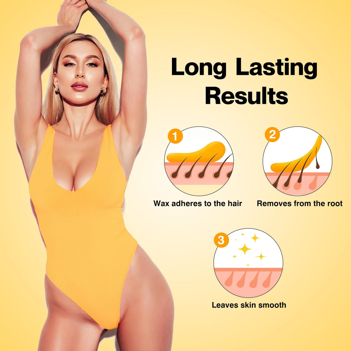Waxers honey wax roll-on demonstrates strong grip on coarse hair for long-lasting results.