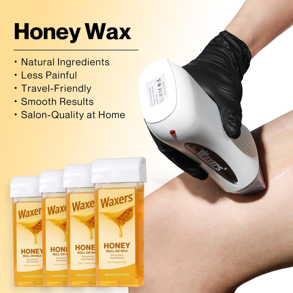 Waxers honey roll-on refill close-up for smooth waxing.