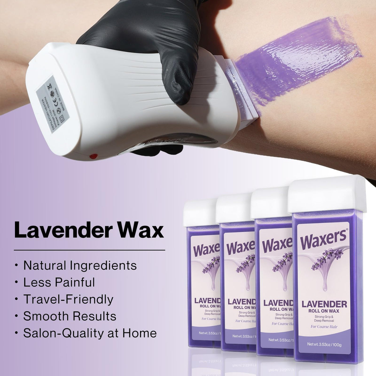 Waxers Lavender Soft Wax Cartridge: gentle formula for smooth skin during removal.