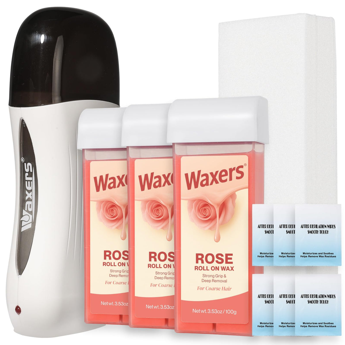Waxers roll-on wax kit cartridge in rose for smooth, salon-like results at home.
