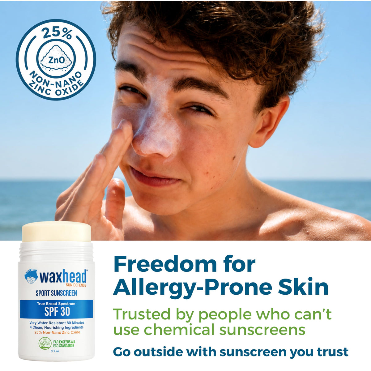Waxhead baby and kids sunscreen stick safe for sensitive skin during family play