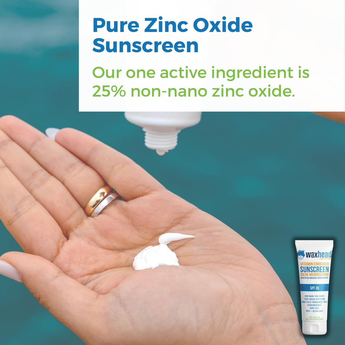 Waxhead mineral sunscreen for the body offers clear coverage with a matte finish.