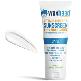 Waxhead Non-Nano Zinc Oxide Sunscreen on the face provides visible coverage for sun days.