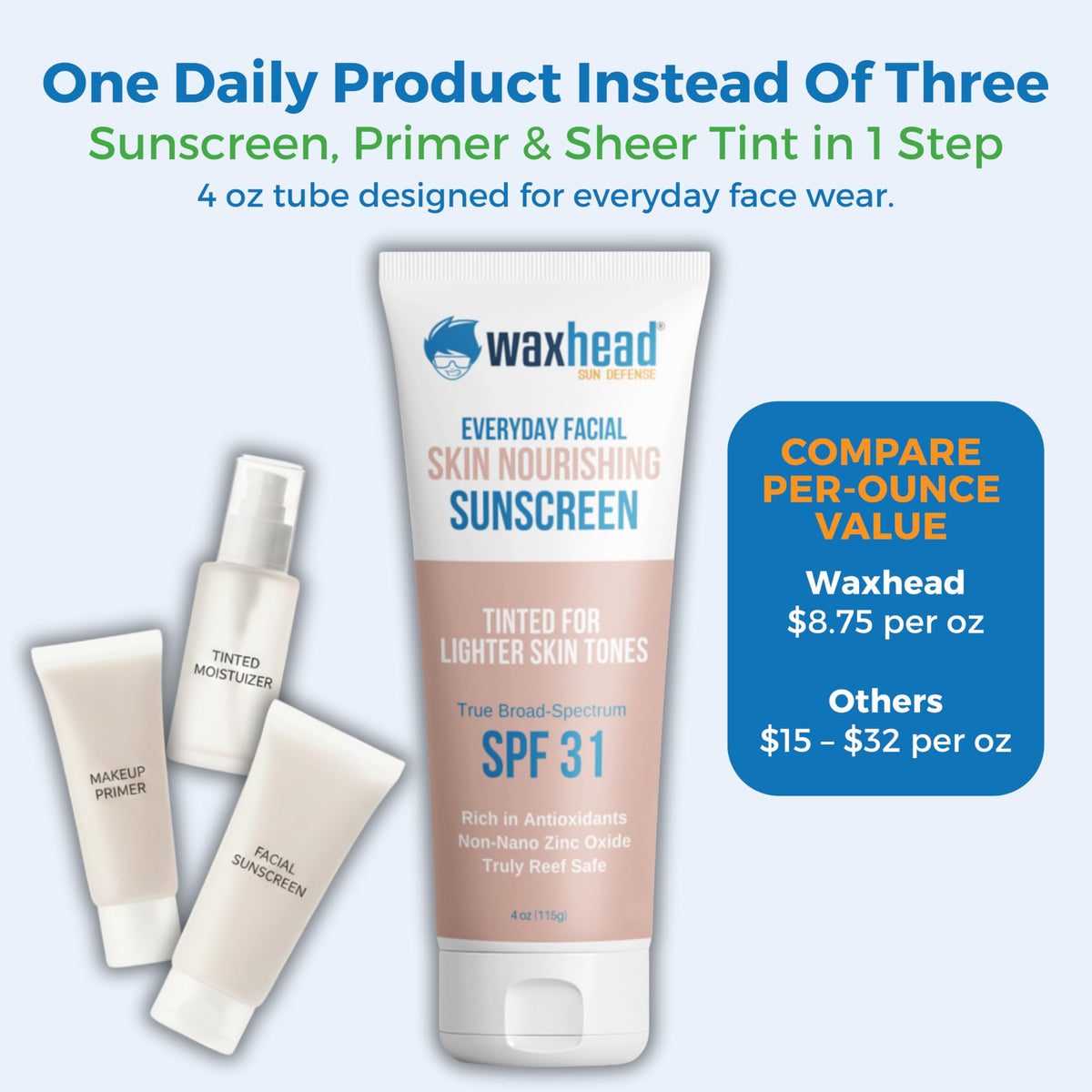 Waxhead mineral sunscreen doubles as a lightweight primer with dewy finish